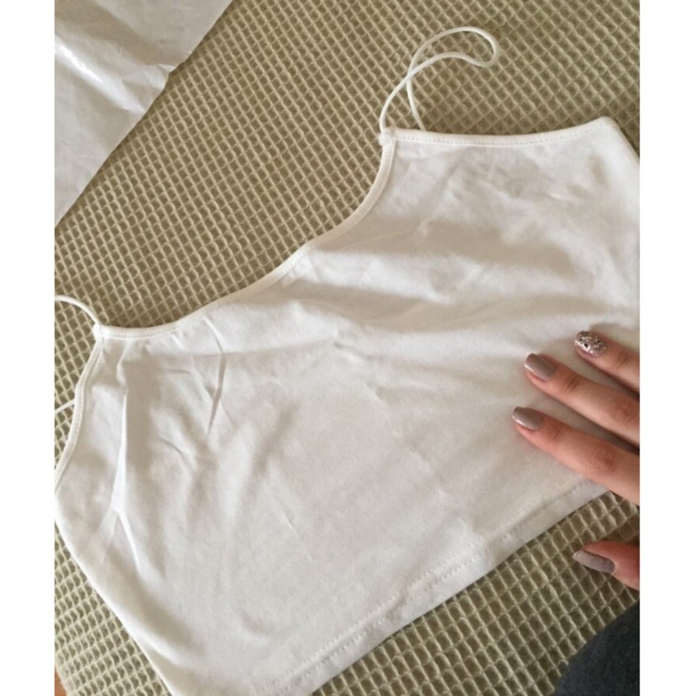 Danielle Crop Top Tank in White - Picture 4 of 4